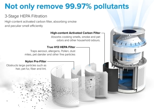 Levoit purificador de aire Core 300 con filtro HEPA, caracteristicas